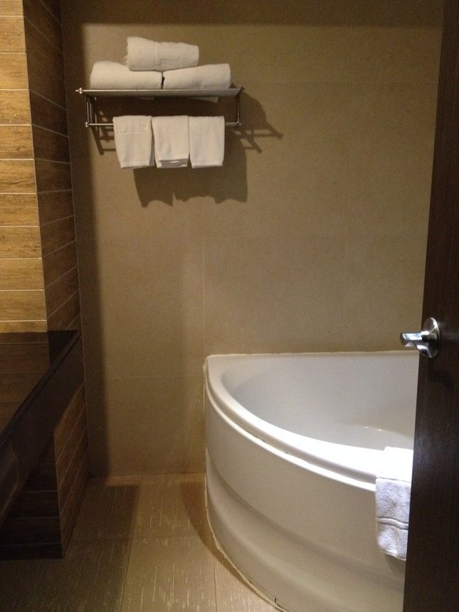 奇葩浴缸，居然是塑料做的，感觉好脆弱，好像泰国的酒店浴缸大多都是塑料
