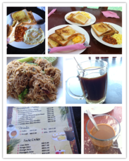 早餐有菜单自选，看这价格真心不贵，这可是景区里啊，不过这是包含在房费里了。小伙伴说也就温州人知道Rice noodle是什么，就是米面啊，结果上来一盘平阳海鲜炒粉干。咖啡就当喝过就好，底下一层炼乳，搅上来难喝，不搅上来更难喝，习惯喝美式的人是很难搞的。